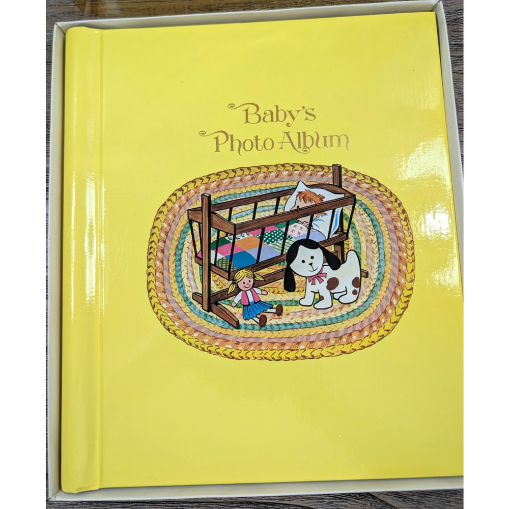Vintage 1976 Baby Photo Album New Old Stock Nursery Needs Yellow Memory Book